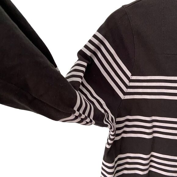 A.P.C Black Long Sleeve Shirt with White Horizontal Stripes Top in Size Medium - Picture 8 of 10